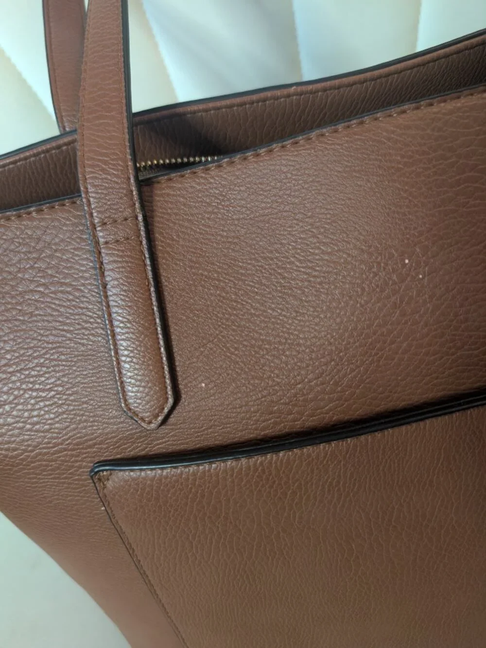 Poppy & Peonies Go Getter Brown Cognac Leather Laptop Tote Bag